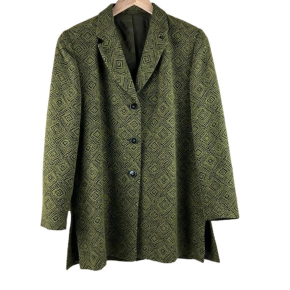 Tuzzi Green Geometric Long Blazer - Picture 1 of 10